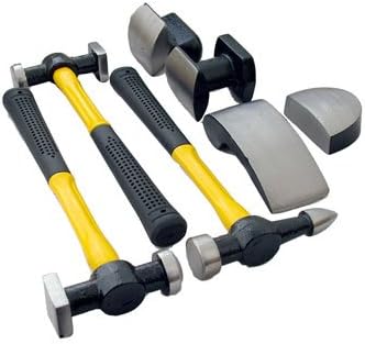 Tooltime® 7pc Car Auto Body Dent Repair Panel Kit + Case - Beaters Beating Fibreglass Hammer