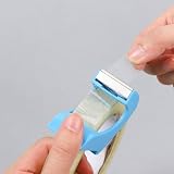 Portable Tape Dispenser Gun Packing Packaging Sealing Cutter Handheld Easy-Mount Tape Cutter Hand-Pull Style Cutting Blocker for Warehouse Office Home Lightweight Durable Tool (Blue)