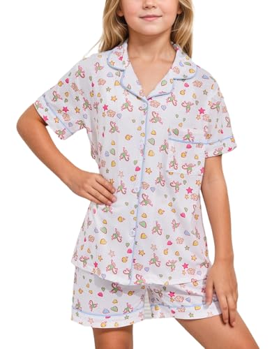 Girls Summer Outfit, Kids 2 Piece Button Down Monkey Beach Shorts Set Ugly Animal Y2k Preppy Loungewear Pjs