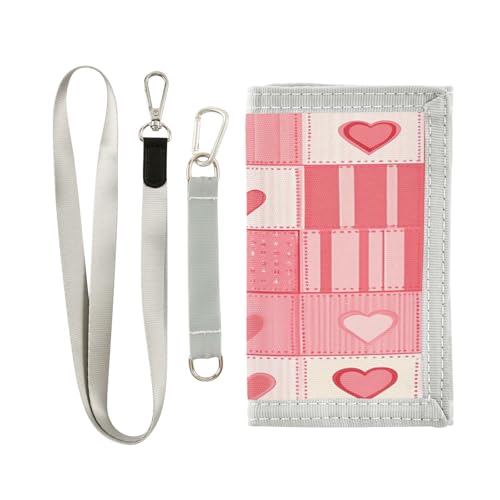 BOESI Doodle Squares & Hearts Velcro Wallet, Canvas Wallet, Tri-fold Wallet, Unisex