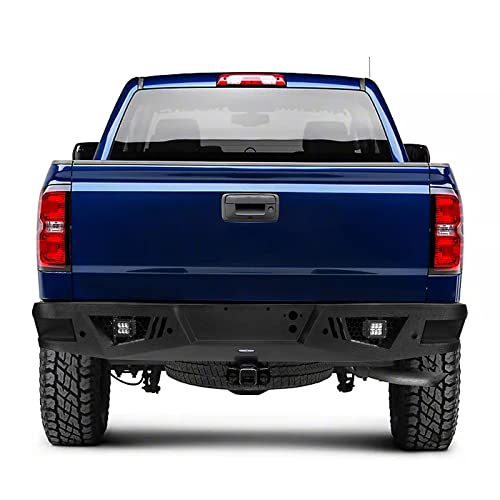 U-Box Silverado 1500 Bumpers Kit - Front Bumper And Rear Bumper W/ 120W Led Light Bar Compatible With Chevy 07-13 Silverado 1500 Pickup Truck Texture Steel Bumpers #TOP4