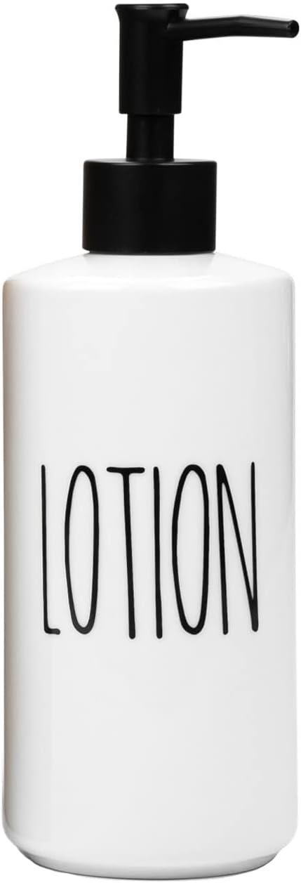 Porcelain 16oz Lotion Dispenser - Kitchen, Bathroom or Bedroom Lotion Pump Bottle