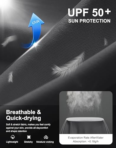 Image of Men's Sun Protection Hoodie Shirts Long Sleeve UPF 50+ Swim Shirts for Men Rash Guard Fishing Shirt Quick Dry