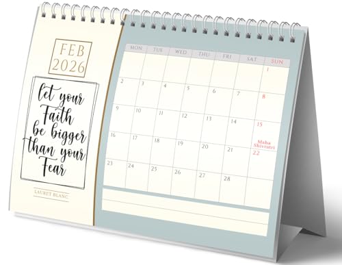 Image of LAURET BLANC Standing Desk Calendar 2026- Size (7.5 inch x 9.25 inch), Monthly Grid View, Home and Office Table Calendar (A5, C)