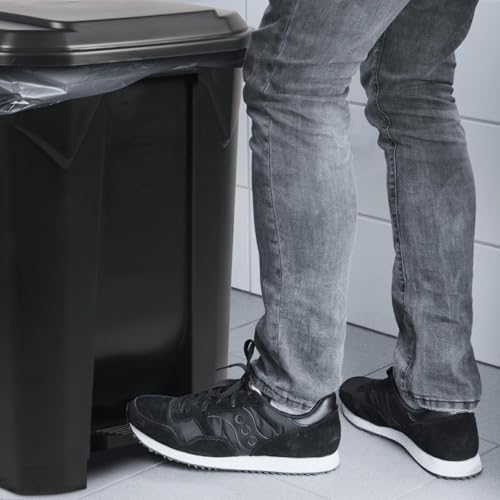 Papelera plástica con pedal de 22 galones, negro miniatura 3