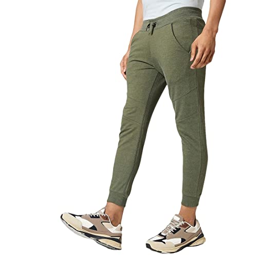 Image of Bewakoof Men's Solid Regular Fit Cotton Blend Joggers
