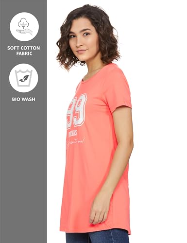 Image of Amazon Brand - Symbol Women's Cotton Stretch Half Sleeve Round Neck Regular Fit T-Shirt (Tunic Length)