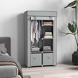 HOMCOM Szafa materiałowa z 5 przegrodami 150x45x175 cm Jasnoszary