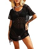 Avidlove Women's Swimsuit Beach Cover Up Lace Bikini Beachwear Sheer Bathing Suit Coverups Black Large