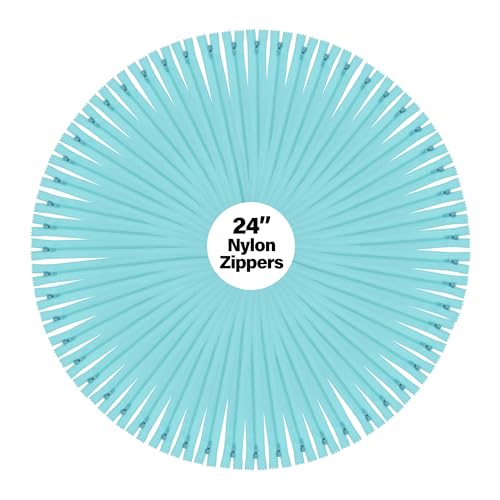 Image of Mandala Crafts 60 PCs Turquoise Closed-End 24 Inch Nylon Zippers for Sewing