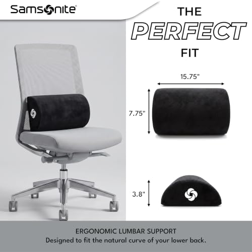 SAMSONITE - Half Moon Lumbar Support Pillow, Elevates Comfort, 100% Pure Memory Foam, Fits Most Seats - image 6