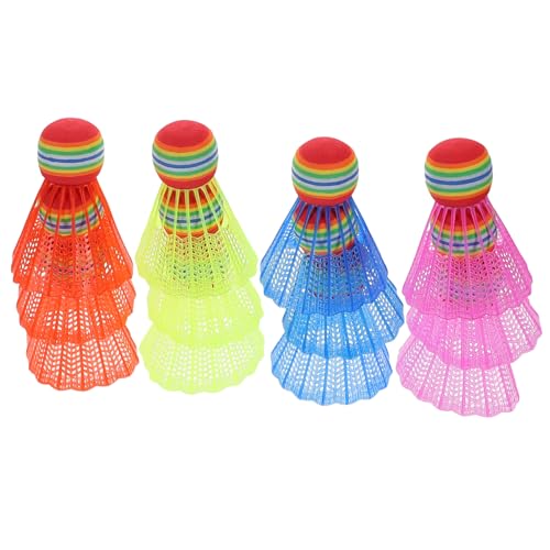 GOOHOCHY Colored Badminton Balls 12 Pcs Plastic Shuttlecocks for Boys and Girls and Adults