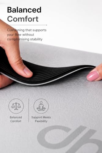 Image of Premium Yoga Mat 6mm Thick for Women & Men | Non-Slip Exercise Mat for Home Workout, Yoga, Pilates & Stretching | Extra Cushioning, Sweat Resistant, Anti-Tear | Grey Black