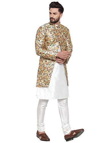 Image of ABH LIFESTYLE Men's Dupion Silk Kurta Pyjama & Ethnic Jacket Set