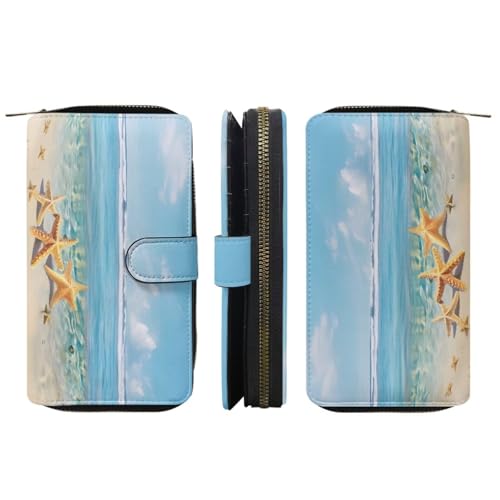 Beachside Starfish Print Slim Wallet Women PU Leather Clutch Portable and Multifunction Wallet RFID Blocking Wallet2