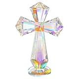 Yhuasia Cruz de cristal, regalo cristiano, adorno de cruz de cristal transparente para salón, dormitorio, entrada, pasillo, decoración y regalo (tipo B, 10 x 5 x 14,8 cm)