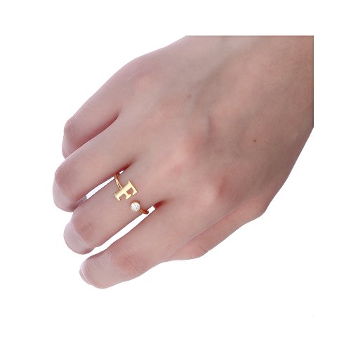 Manzhen Personalized Rose Gold Initial Letter Ring A-Z Stackable Ring (A) #TOP1