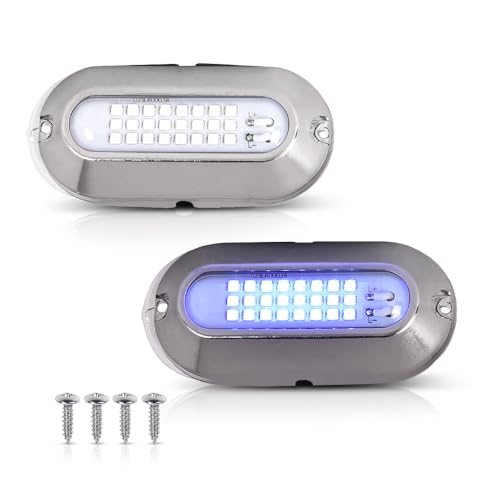 G-PLUS LED Pontoon Boat Blue Lighting Docking Light Bright White Marine Boat Light 12V 2Pcs