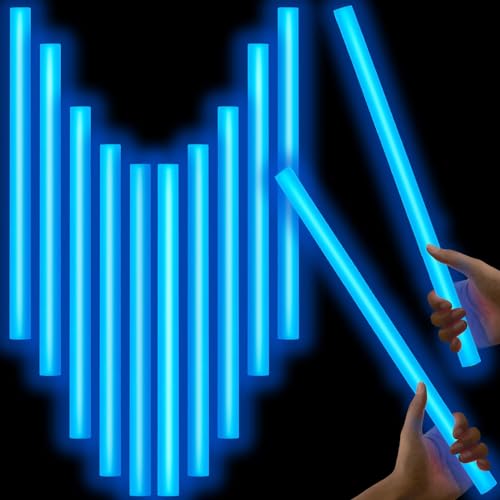 Lewtemi 10 Pcs Large Glow Sticks Big Giant Jumbo Halloween Christmas Emergency Light Stick for Camping Accessories, Survival Kit(Blue,16 Inch)