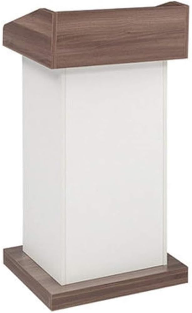Wooden Tabletop Presentation Lectern Slanted Desktop Podium Stand with Storage and Wire Hole Floor Hosting Reception Desk Pulpit for Classroom Church Conference