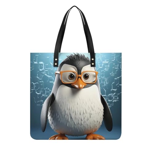 Sac fourre-tout voyage motif pingouin en cuir blanc pour escapades et quotidien