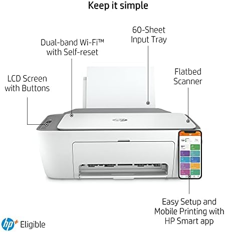 HP DeskJet 2720e All-in-One Colour Printer with 6 months of instant Ink with HP+, White