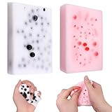 2PCS Square Skin Picking Squishy Fidget Toys, Pimple Popping Sensory Picky Pad for Stress Relief, Anxiety, Skin Picking Fidget Toys for Adults (Pink + Black)