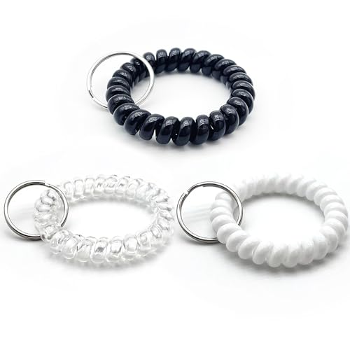 Image of TENOC Spiral Coil Keychain, Anti-lost Key Chain Holder Lanyard Cord for Sauna Outdoor Sports and Gym Pool