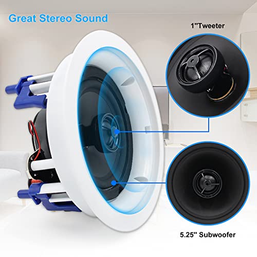 Herdio Ceiling Speakers, 5.25 Inch 600 Watts In Wall Speakers For Home Theater Living Room Office Covered Porches(4 Speakers) #TOP1
