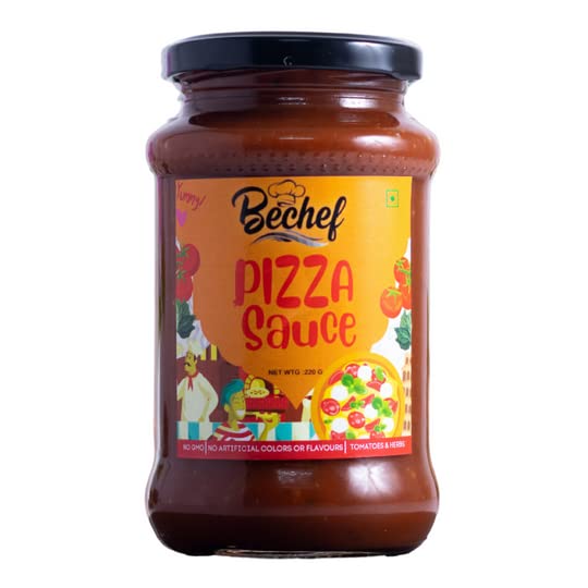 Bechef Pizza Sauce:: Original Recipe : Made with Fresh Rich Tomatoes & Basil Leaves :: Now make restaurant style pizza at home using Bechef Pizza Sauce :: 400 G
