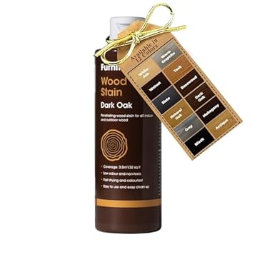 Furniture Clinic Wood Stain (Dark Oak) – Fast Drying, Highly Concentrated, and Easy-to-Apply Wood Stain for All Indoor & Outdoor Wood – Water Based & Non-Toxic – 250ml