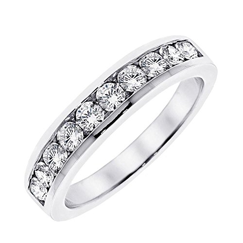 1.00 CT TW Channel Set Round Diamond Anniversary Wedding Ring in 14k White Gold2