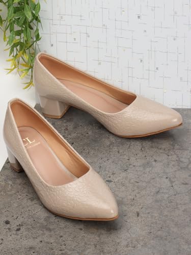 Image of Carlton London Women Stylish Slipon Pump Shoes with Block Heels, Pointed Toe for Party and Formal Occasions