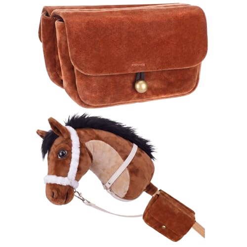 Teyva Daily Hobby Horse Saddle Bag for Stick Horse Soft Fabric Mini Pony Accessory Bag for Hobby Horsing Roleplay Equestrian Events Competitions