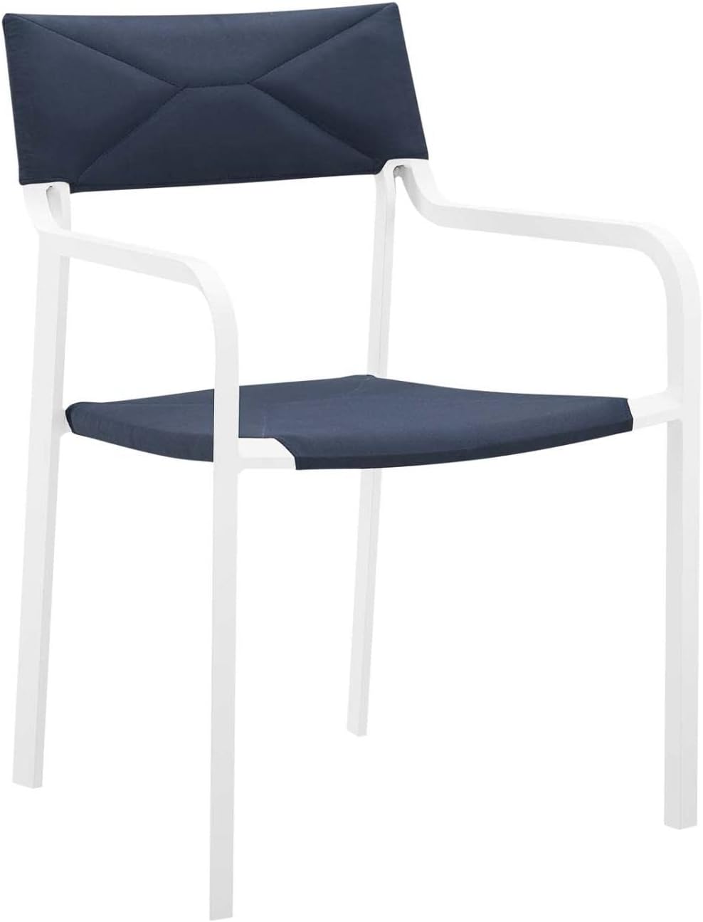 Modway Raleigh 34" Modern Fabric Outdoor Patio Armchair in White/Navy (Set of 2)