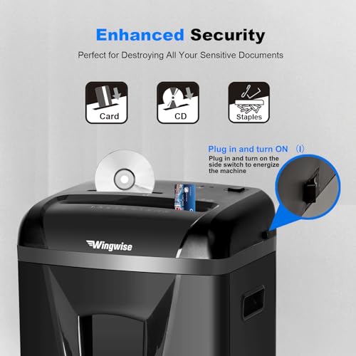Wingwise Triturador de papel micro cortado de 9 folhas para escritório e casa, S3509