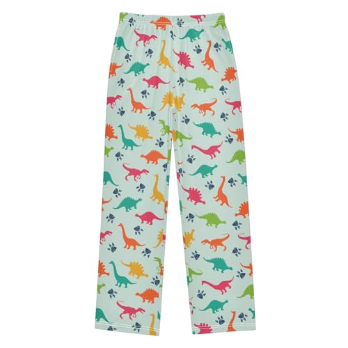 ZZXXB Dinosaur Footprint Boys Long Pants Soft Trousers Elastic Waist Kids Lounge Bottoms with Pockets S-XL