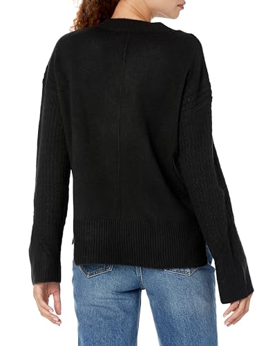 Image of Calvin Klein Women's Crew Neck Cable Sleeve Sweater