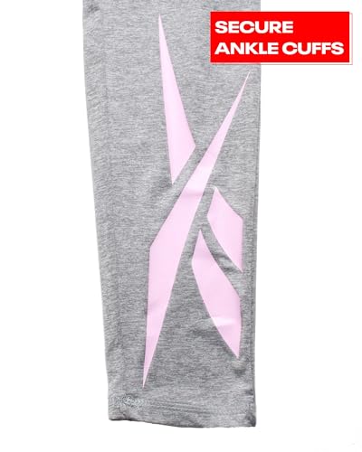 Reebok Girls' Leggings - 2 Pack Active Performance Sports Tights (Size: 7-16), Size 7, Neon Tie Dye/Heather Grey3