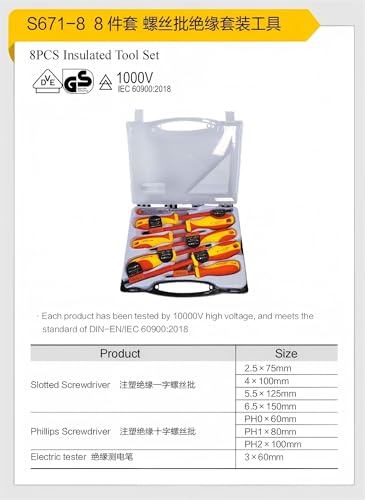 Kit de destornilladores aislados para electricista 8 piezas miniatura 2