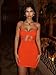 BORIFLORS Women's Sexy Bodycon Cut Out Ruched Backless Spaghetti Strap Mini Club Party Dresses, Small, Orange