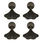 Bitray Schubladenknöpfe im Vintage-Stil, Bronze, Tropfenanhänger, rund, Fächer-Design, 4 Stück