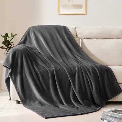 BEAUTEX Fleece Throw Blanket for Couch Sofa or Bed Throw Size, Soft Fuzzy Plush , Luxury Flannel Lap Blanket, Super Cozy and Comfy for All Seasons (Graphite, 50" x 60") Cover