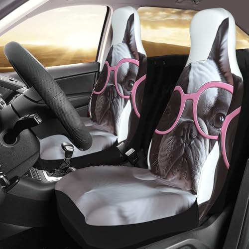Housse de siège auto universelle respirante motif bouledogue pour camionnette et SUV