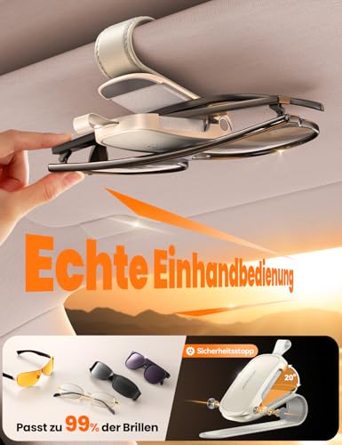 JOYROOM 2 Stück Brillenhalter für Auto Sonnenblende - Weihnachts Geschenke für Männer Frauen, Magnetischer Leder Sonnenbrillenhalter Auto, Universal Auto Visier Zubehör Kompatibel mit Allen (Weiß)