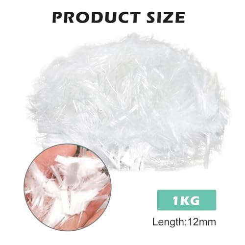 1 KG Polypropylen Faser, Polyfasern Verstärkung und Widerstand, Polypropylenfasern für Beton, Mörtel, Gips, Zementmörtel, Verhindert Rissbildung Reduziert Schrumpfung, Homogene Verteilung der Mischung