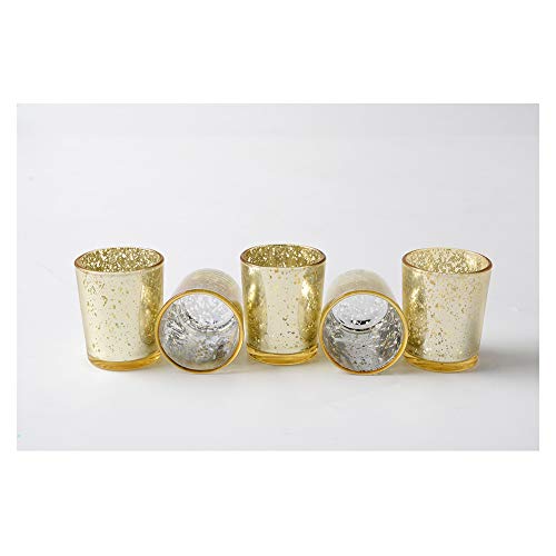 Gold Votive Candle Holders Set Of 12 For Wedding Table Centerpiece, Tea Light Candle Holders Decorative, Mercury Glass Candle Holders Bulk For Birthday Party Home Decoration #TOP2