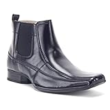 Jazame Ankle High Square Toe Men's Chelsea Dress Boots Botines Para Hombre, Vaqueros Short Man Boot, Vaqueros, Black, 10