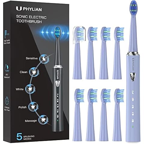 Cepillo de Dientes Eléctrico Sónico PHYLIAN H7 con 8 Cabezales y 5 Modos Cover