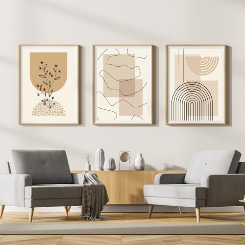 LYBOHO Tableaux sur Toile, Ensemble de Posters d'Art Abstrait Moderne pour Salon, Posters Boho pour Salon, Chambre, Sans Cadre (Géométrie 3, 3PCS-20x30cm)